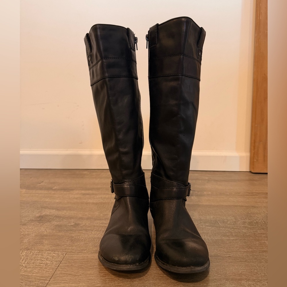 Marc Fisher Black Leather Knee High Riding Boots
